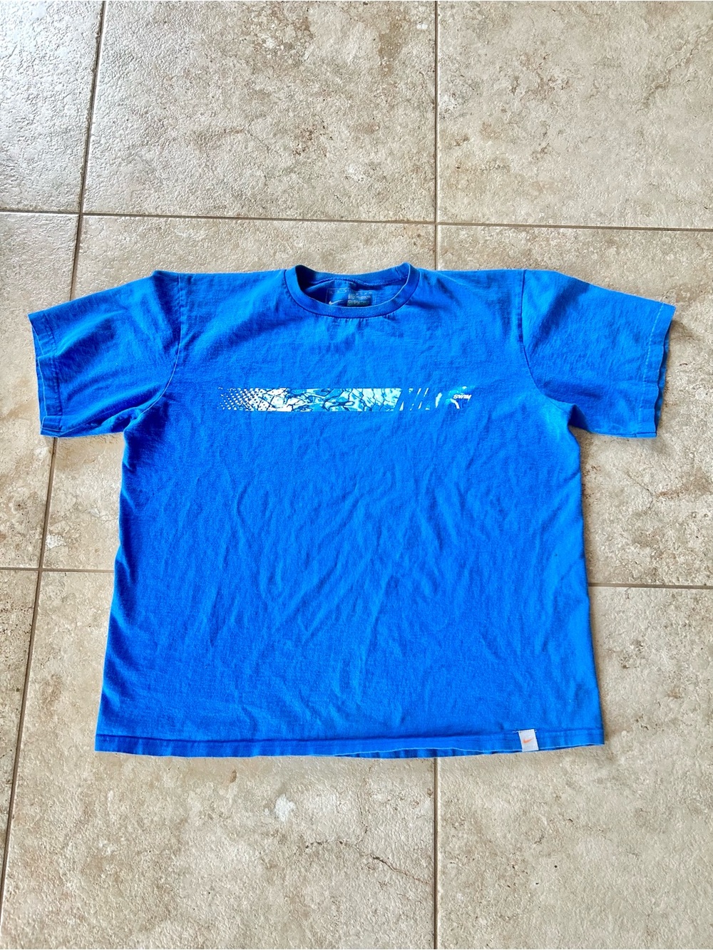 Nike Vintage Y2K Nike Swim Retro Sportswear Blue Graphic Tee - Size L-XL